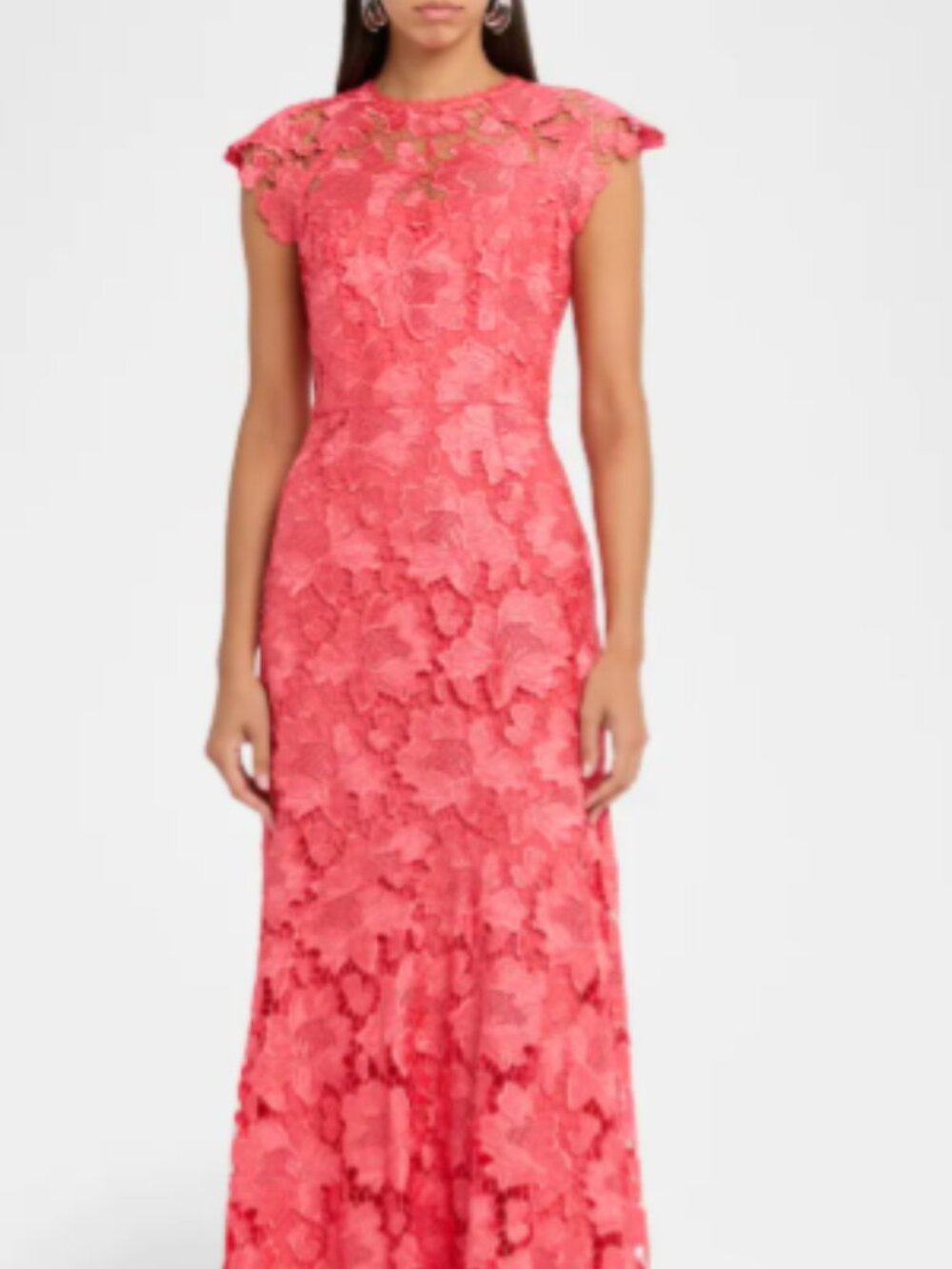 Shoshanna Raven Sleeveless Floral Lace Gown Coral Sz 6 NEW